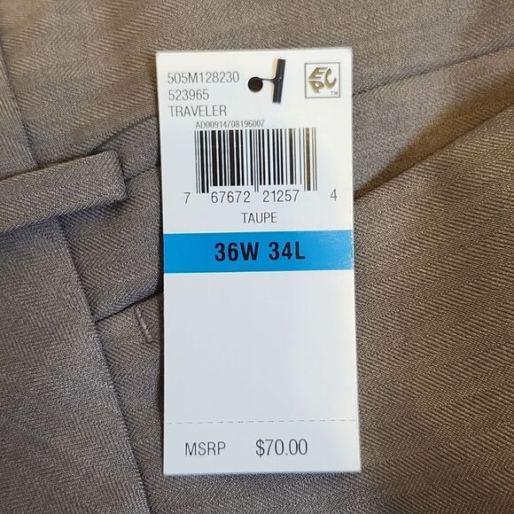 Van Heusen NWT Traveler Slim Fit taupe men's dress pants, 36x34 - Picture 4 of 10